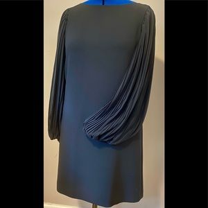 White House Black Market Shift Dress With Chiffon Pleated Balloon Sleeves